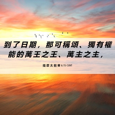 Picture 06 - 提 摩 太 前 書 6:15 CUVT - 到 了 日 期 ， 那 可 稱 頌 、 獨 有 - Bible Verse Picture