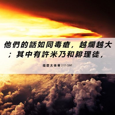 Picture 06 - 提 摩 太 後 書 2:17 CUVT - 他 們 的 話 如 同 毒 瘡 ， 越 爛 越 - Bible Verse Picture