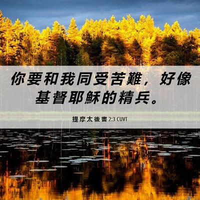 Picture 06 - 提 摩 太 後 書 2:3 CUVT - 你 要 和 我 同 受 苦 難 ， 好 像 基 - Bible Verse Picture