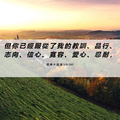 Picture 06 - 提 摩 太 後 書 3:10 CUVT - 但 你 已 經 服 從 了 我 的 教 訓 、 - Bible Verse Picture