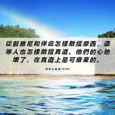 Picture 06 - 提 摩 太 後 書 3:8 CUVT - 從 前 雅 尼 和 佯 庇 怎 樣 敵 擋 摩 - Bible Verse Picture