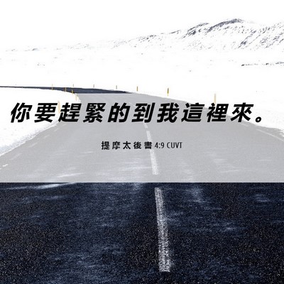 Picture 06 - 提 摩 太 後 書 4:9 CUVT - 你 要 趕 緊 的 到 我 這 裡 來 - Bible Verse Picture
