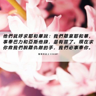 Picture 06 - 撒 母 耳 記 上 12:10 CUVT - 他 們 就 呼 求 耶 和 華 說 ： 我 們 - Bible Verse Picture