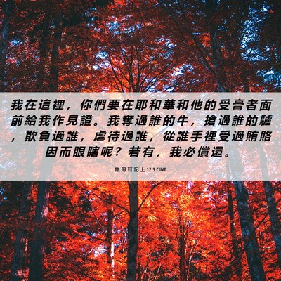 Picture 06 - 撒 母 耳 記 上 12:3 CUVT - 我 在 這 裡 ， 你 們 要 在 耶 和 華 - Bible Verse Picture