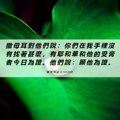 Picture 06 - 撒 母 耳 記 上 12:5 CUVT - 撒 母 耳 對 他 們 說 ： 你 們 在 我 - Bible Verse Picture
