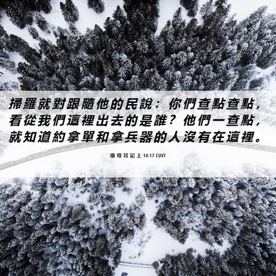 Picture 06 - 撒 母 耳 記 上 14:17 CUVT - 掃 羅 就 對 跟 隨 他 的 民 說 ： 你 - Bible Verse Picture