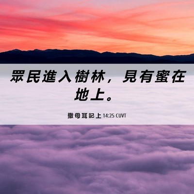 Picture 06 - 撒 母 耳 記 上 14:25 CUVT - 眾 民 進 入 樹 林 ， 見 有 蜜 在 地 - Bible Verse Picture