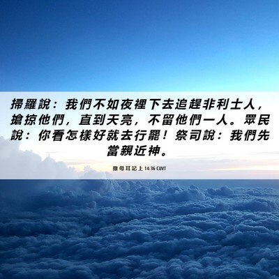 Picture 06 - 撒 母 耳 記 上 14:36 CUVT - 掃 羅 說 ： 我 們 不 如 夜 裡 下 去 - Bible Verse Picture