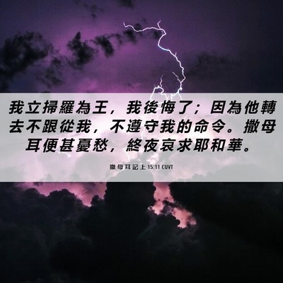 Picture 06 - 撒 母 耳 記 上 15:11 CUVT - 我 立 掃 羅 為 王 ， 我 後 悔 了 ； - Bible Verse Picture