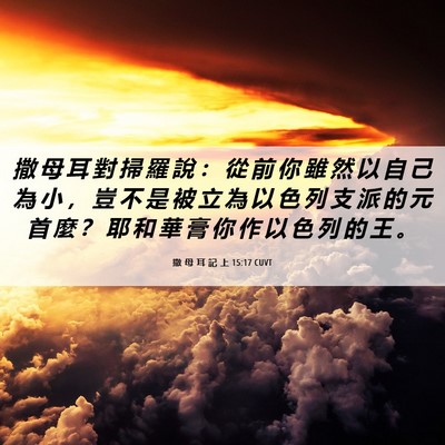 Picture 06 - 撒 母 耳 記 上 15:17 CUVT - 撒 母 耳 對 掃 羅 說 ： 從 前 你 雖 - Bible Verse Picture