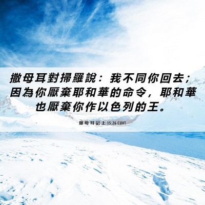 Picture 06 - 撒 母 耳 記 上 15:26 CUVT - 撒 母 耳 對 掃 羅 說 ： 我 不 同 你 - Bible Verse Picture