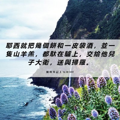 Picture 06 - 撒 母 耳 記 上 16:20 CUVT - 耶 西 就 把 幾 個 餅 和 一 皮 袋 酒 - Bible Verse Picture