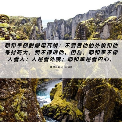 Picture 06 - 撒 母 耳 記 上 16:7 CUVT - 耶 和 華 卻 對 撒 母 耳 說 ： 不 要 - Bible Verse Picture