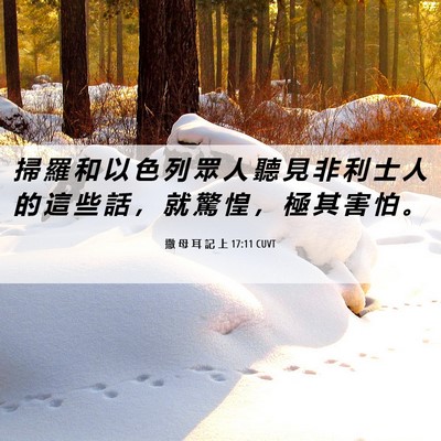 Picture 06 - 撒 母 耳 記 上 17:11 CUVT - 掃 羅 和 以 色 列 眾 人 聽 見 非 利 - Bible Verse Picture