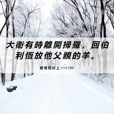 Picture 06 - 撒 母 耳 記 上 17:15 CUVT - 大 衛 有 時 離 開 掃 羅 ， 回 伯 利 - Bible Verse Picture
