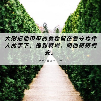 Picture 06 - 撒 母 耳 記 上 17:22 CUVT - 大 衛 把 他 帶 來 的 食 物 留 在 看 - Bible Verse Picture