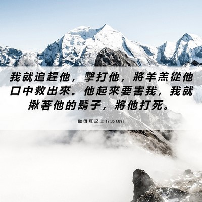 Picture 06 - 撒 母 耳 記 上 17:35 CUVT - 我 就 追 趕 他 ， 擊 打 他 ， 將 羊 - Bible Verse Picture
