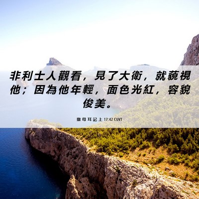 Picture 06 - 撒 母 耳 記 上 17:42 CUVT - 非 利 士 人 觀 看 ， 見 了 大 衛 ， - Bible Verse Picture