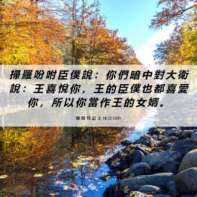 Picture 06 - 撒 母 耳 記 上 18:22 CUVT - 掃 羅 吩 咐 臣 僕 說 ： 你 們 暗 中 - Bible Verse Picture