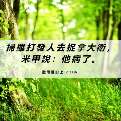 Picture 06 - 撒 母 耳 記 上 19:14 CUVT - 掃 羅 打 發 人 去 捉 拿 大 衛 ， 米 - Bible Verse Picture