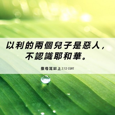 Picture 06 - 撒 母 耳 記 上 2:12 CUVT - 以 利 的 兩 個 兒 子 是 惡 人 ， 不 - Bible Verse Picture