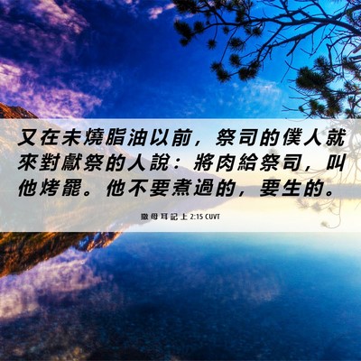 Picture 06 - 撒 母 耳 記 上 2:15 CUVT - 又 在 未 燒 脂 油 以 前 ， 祭 司 的 - Bible Verse Picture