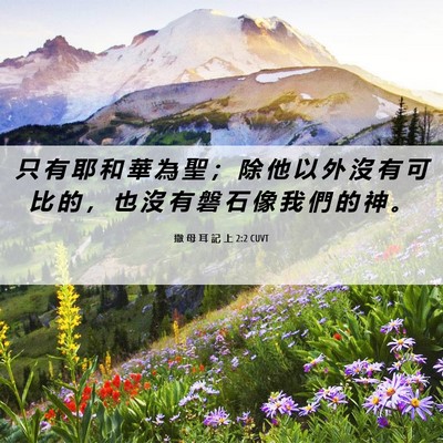Picture 06 - 撒 母 耳 記 上 2:2 CUVT - 只 有 耶 和 華 為 聖 ； 除 他 以 外 - Bible Verse Picture