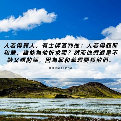 Picture 06 - 撒 母 耳 記 上 2:25 CUVT - 人 若 得 罪 人 ， 有 士 師 審 判 他 - Bible Verse Picture