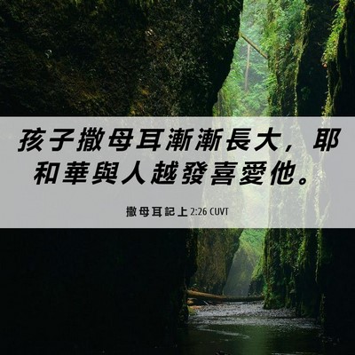 Picture 06 - 撒 母 耳 記 上 2:26 CUVT - 孩 子 撒 母 耳 漸 漸 長 大 ， 耶 和 - Bible Verse Picture