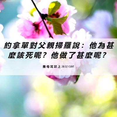 Picture 06 - 撒 母 耳 記 上 20:32 CUVT - 約 拿 單 對 父 親 掃 羅 說 ： 他 為 - Bible Verse Picture