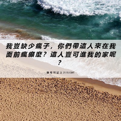 Picture 06 - 撒 母 耳 記 上 21:15 CUVT - 我 豈 缺 少 瘋 子 ， 你 們 帶 這 人 - Bible Verse Picture
