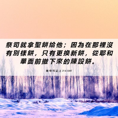Picture 06 - 撒 母 耳 記 上 21:6 CUVT - 祭 司 就 拿 聖 餅 給 他 ； 因 為 在 - Bible Verse Picture