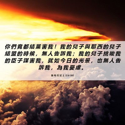 Picture 06 - 撒 母 耳 記 上 22:8 CUVT - 你 們 竟 都 結 黨 害 我 ！ 我 的 兒 - Bible Verse Picture