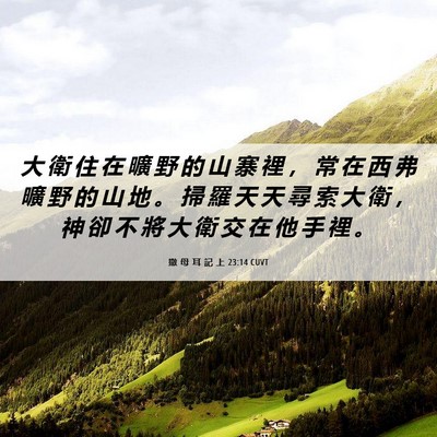 Picture 06 - 撒 母 耳 記 上 23:14 CUVT - 大 衛 住 在 曠 野 的 山 寨 裡 ， 常 - Bible Verse Picture