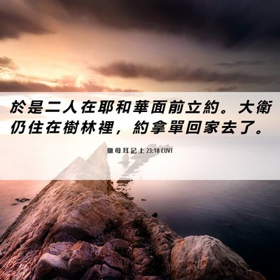 Picture 06 - 撒 母 耳 記 上 23:18 CUVT - 於 是 二 人 在 耶 和 華 面 前 立 約 - Bible Verse Picture