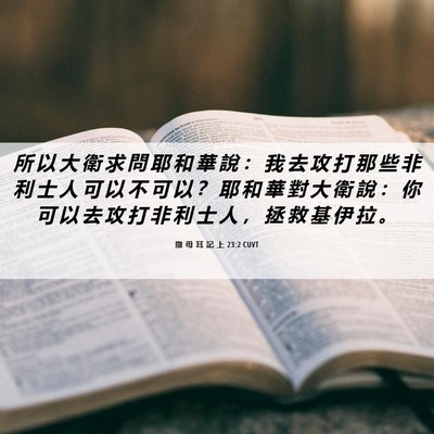 Picture 06 - 撒 母 耳 記 上 23:2 CUVT - 所 以 大 衛 求 問 耶 和 華 說 ： 我 - Bible Verse Picture