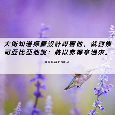 Picture 06 - 撒 母 耳 記 上 23:9 CUVT - 大 衛 知 道 掃 羅 設 計 謀 害 他 ， - Bible Verse Picture
