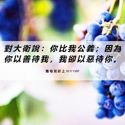 Picture 06 - 撒 母 耳 記 上 24:17 CUVT - 對 大 衛 說 ： 你 比 我 公 義 ； 因 - Bible Verse Picture