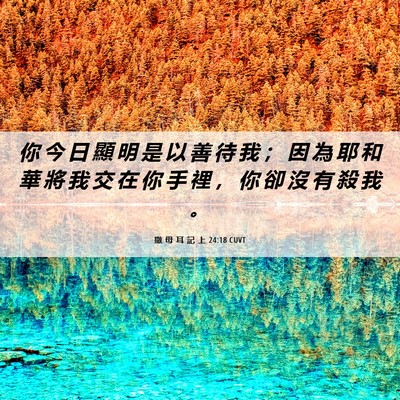Picture 06 - 撒 母 耳 記 上 24:18 CUVT - 你 今 日 顯 明 是 以 善 待 我 ； 因 - Bible Verse Picture