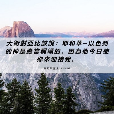 Picture 06 - 撒 母 耳 記 上 25:32 CUVT - 大 衛 對 亞 比 該 說 ： 耶 和 華 ─ - Bible Verse Picture