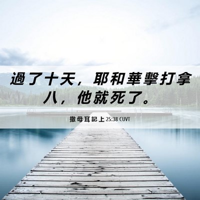 Picture 06 - 撒 母 耳 記 上 25:38 CUVT - 過 了 十 天 ， 耶 和 華 擊 打 拿 八 - Bible Verse Picture