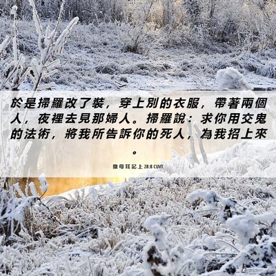 Picture 06 - 撒 母 耳 記 上 28:8 CUVT - 於 是 掃 羅 改 了 裝 ， 穿 上 別 的 - Bible Verse Picture