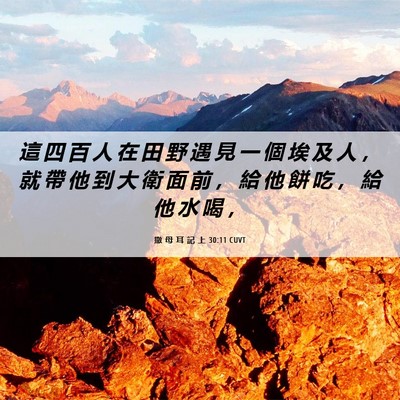 Picture 06 - 撒 母 耳 記 上 30:11 CUVT - 這 四 百 人 在 田 野 遇 見 一 個 埃 - Bible Verse Picture
