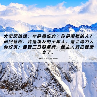 Picture 06 - 撒 母 耳 記 上 30:13 CUVT - 大 衛 問 他 說 ： 你 是 屬 誰 的 ？ - Bible Verse Picture