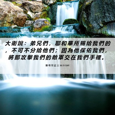 Picture 06 - 撒 母 耳 記 上 30:23 CUVT - 大 衛 說 ： 弟 兄 們 ， 耶 和 華 所 - Bible Verse Picture