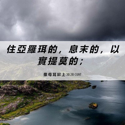 Picture 06 - 撒 母 耳 記 上 30:28 CUVT - 住 亞 羅 珥 的 ， 息 末 的 ， 以 實 - Bible Verse Picture