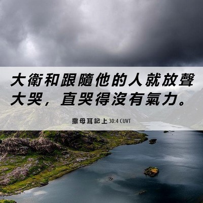 Picture 06 - 撒 母 耳 記 上 30:4 CUVT - 大 衛 和 跟 隨 他 的 人 就 放 聲 大 - Bible Verse Picture