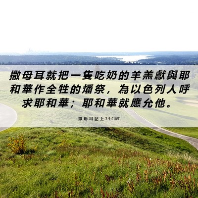 Picture 06 - 撒 母 耳 記 上 7:9 CUVT - 撒 母 耳 就 把 一 隻 吃 奶 的 羊 羔 - Bible Verse Picture