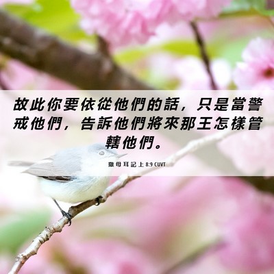 Picture 06 - 撒 母 耳 記 上 8:9 CUVT - 故 此 你 要 依 從 他 們 的 話 ， 只 - Bible Verse Picture