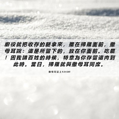 Picture 06 - 撒 母 耳 記 上 9:24 CUVT - 廚 役 就 把 收 存 的 腿 拿 來 ， 擺 - Bible Verse Picture